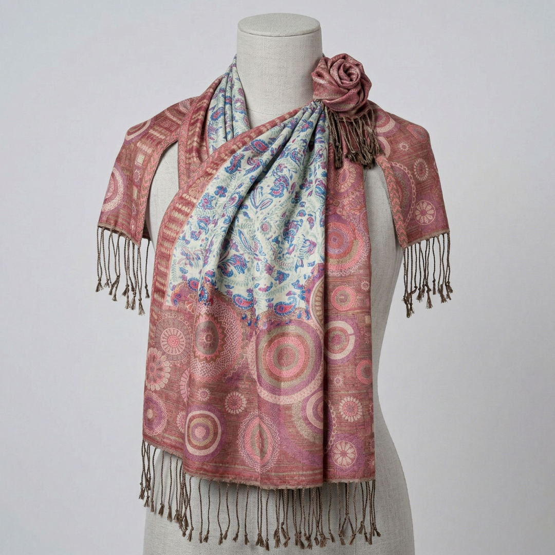 Abstract Circle Pattern Jacquard Stole Wrap